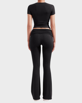 Dames 2-Delige Loungewear Set: Top & Flared Broek