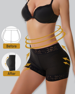 Shapewear Shorts met Hoge Taille en Kant