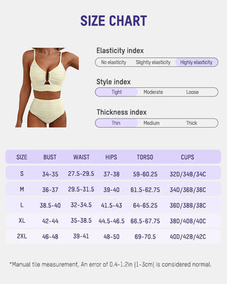 Geribbelde Bikini Set met U-Beugel, Cut-Out & Hoge Taille
