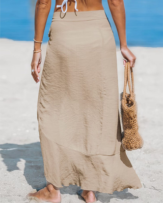 Ruffle Wrap Strandrok met Striksluiting