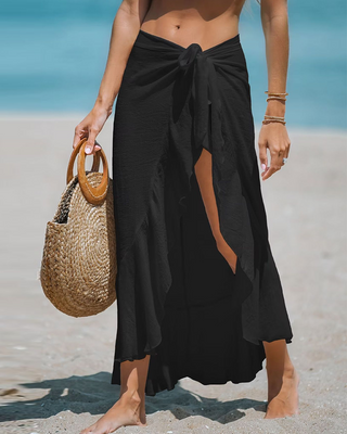 Ruffle Wrap Strandrok met Striksluiting