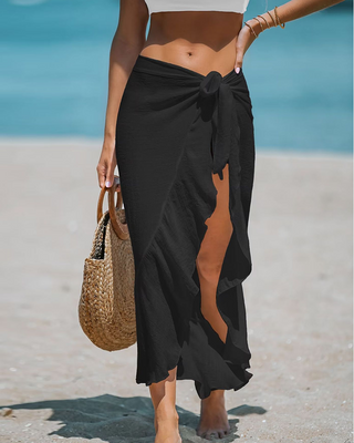 Ruffle Wrap Strandrok met Striksluiting