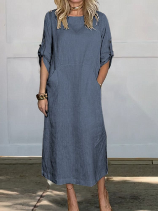 ROSALIND | Minimalistische Linnen Jurk met Praktische Zakken
