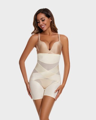 Hoge Taille Compressie Shaping Shorts tot halverwege het Bovenbeen (2 stuks)