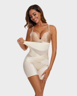 Hoge Taille Compressie Shaping Shorts tot halverwege het Bovenbeen (2 stuks)