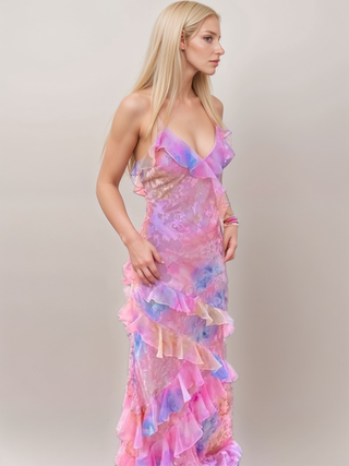 KIRSTIE | Transparante Maxi-Jurk met Aquarelprint en Ruches" 

Rewritten: "KIRSTIE | Doorzichtige Maxi-Jurk met Aquarelprint en Ruches