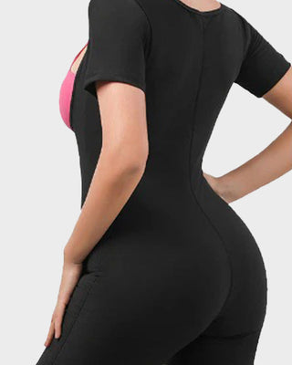 Dames Fitness Bodysuit met Rits en Zweetstimulerend Effect