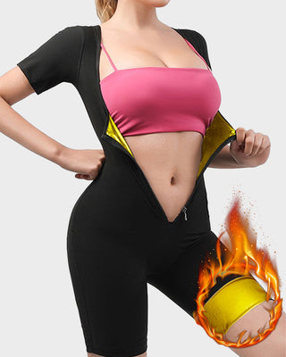 Dames Fitness Bodysuit met Rits en Zweetstimulerend Effect