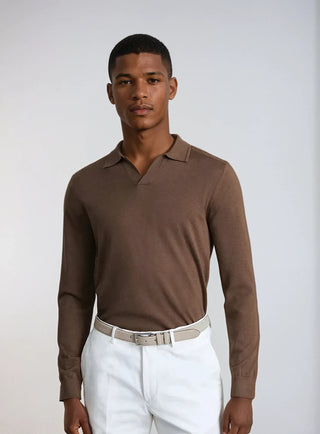 Longsleeve Buttonless Polo - Bruin