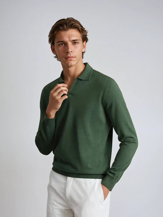 Longsleeve Buttonless Polo - Groen