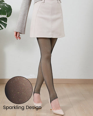 Glanzende Rhinestone Fleece-gevoerde Panty