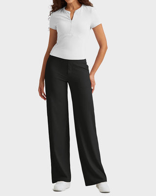 Losse High-Waist Wide-Leg Yoga Pants – Business Style