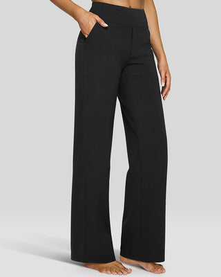 Losse High-Waist Wide-Leg Yoga Pants – Business Style