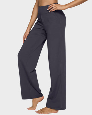 Losse High-Waist Wide-Leg Yoga Pants – Business Style