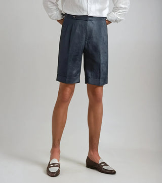 Verona Geplooide Korte Broek - Marineblauw