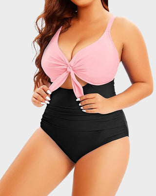 Badpak in Plus Size met Tummy Control, Cut-Out & Strikdetail