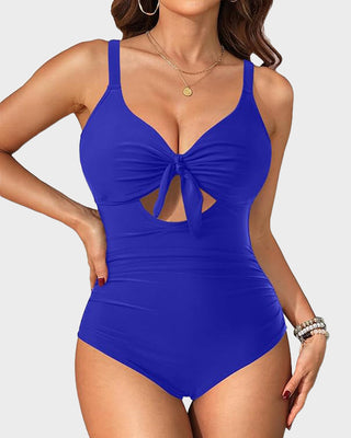 Badpak in Plus Size met Tummy Control, Cut-Out & Strikdetail
