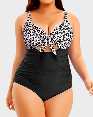 Badpak in Plus Size met Tummy Control, Cut-Out & Strikdetail