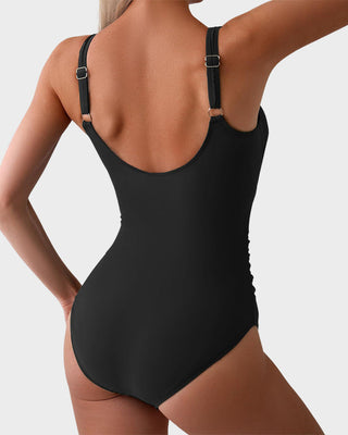 Eendelig Badpak met Ruches, Strikknoop & Tummy Control