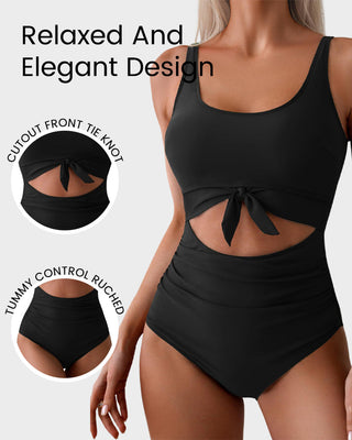 Eendelig Badpak met Ruches, Strikknoop & Tummy Control