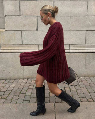 KIRSTIN | Oversized Gebreide Truijurk met Ruwe Steek