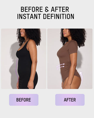 Naadloze Bodysuit met Ronde Hals en Korte Mouwen