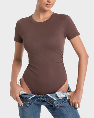 Naadloze Bodysuit met Ronde Hals en Korte Mouwen