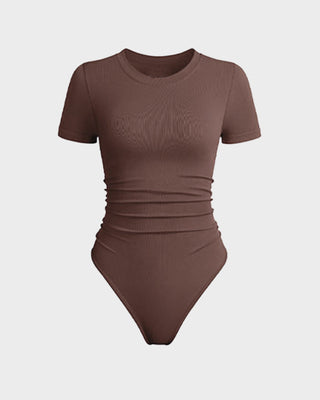 Naadloze Bodysuit met Ronde Hals en Korte Mouwen