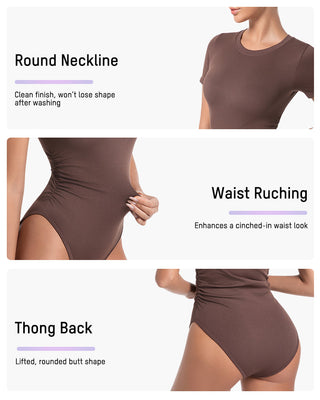 Naadloze Bodysuit met Ronde Hals en Korte Mouwen