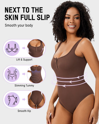Shaping Bodysuit met Drukknoopsluiting en Driehoekige Halslijn