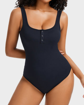 Shaping Bodysuit met Drukknoopsluiting en Driehoekige Halslijn
