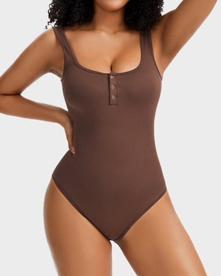 Shaping Bodysuit met Drukknoopsluiting en Driehoekige Halslijn