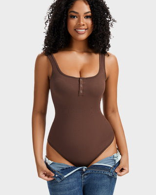 Shaping Bodysuit met Drukknoopsluiting en Driehoekige Halslijn