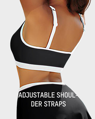 Sportieve Color Block Bikini Set met Rokje en Zijsplit