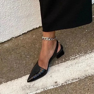ROSITA | Slingback Heels with Croco Texture & Block Heel