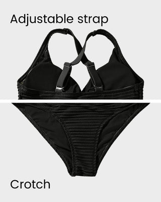 High-Waist Bikini Set met Getextureerde Knot-Front