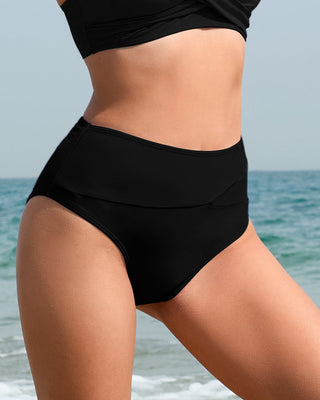 High-Waist Bikini Set met Gedraaide Voorzijde & Color-Block Design