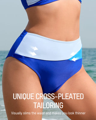 High-Waist Bikini Set met Gedraaide Voorzijde & Color-Block Design