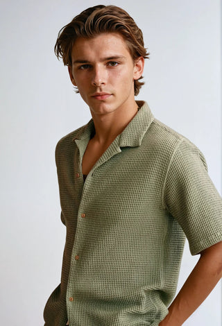 Wafel Comfort Shirt - Olijfgroen
