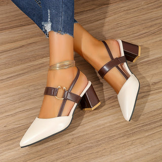 ELIGIA | Elegante Dames Slingback Schoenen met Spitse Neus en Blokhak