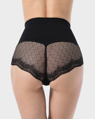 High Waist Tummy Control Kantafgewerkte Mesh Slip