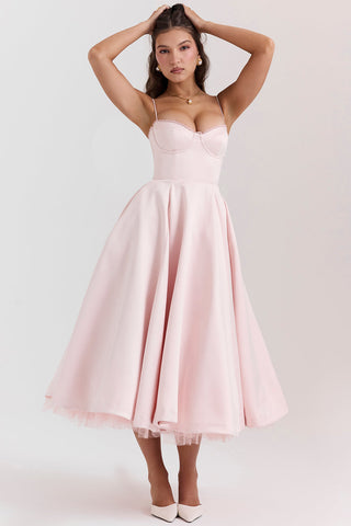 SHONA | Strapless Evening Dress with Bustier Top and Midi Skirt