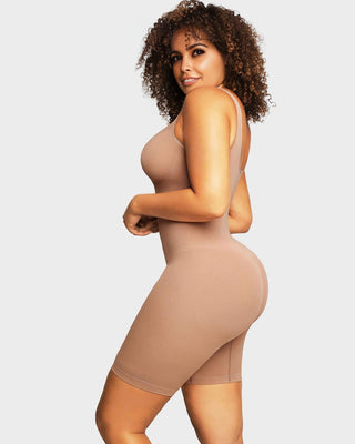 Naadloze Sculpting Bodysuit tot Halverwege het Bovenbeen